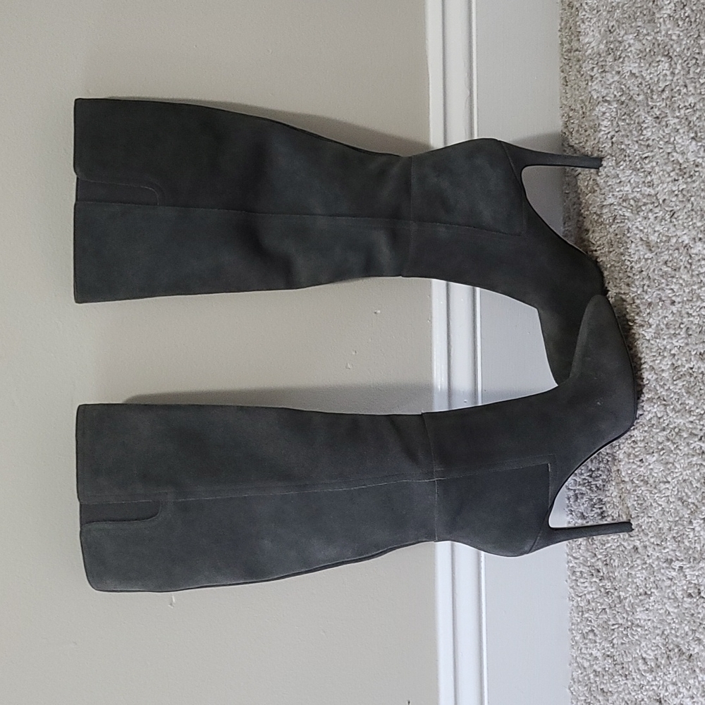 New Michael Kors Dawson Suede Tall Knee  Boots Charcoal Elephant Grey Gray 5.5